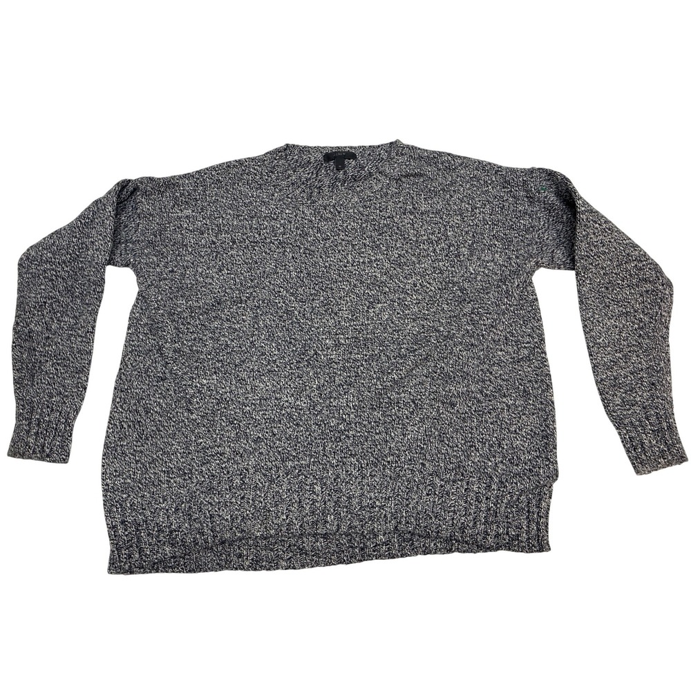 J.Crew Mens Medium Marled Navy Blue White Cotton Blend Chunky‎ Knit Sweater M